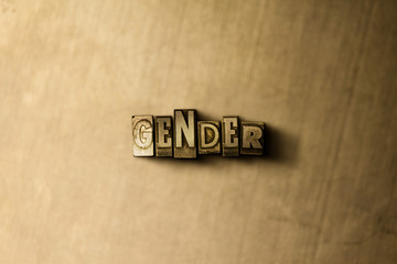 GENDER - close-up of grungy vintage typeset word on metal backdrop. Royalty free stock illustration.  Can be used for online banner ads and direct mail.