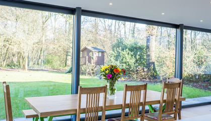 Luxurious dining room with garden view