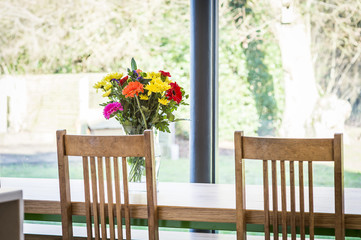 Luxurious dining room with garden view