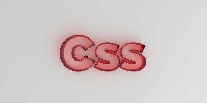 Css - Red glass text on white background - 3D rendered royalty free stock image.