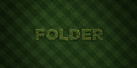 FOLDER - fresh Grass letters with flowers and dandelions - 3D rendered royalty free stock image. Can be used for online banner ads and direct mailers..