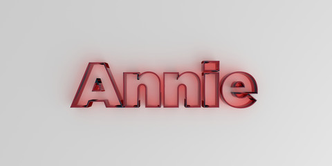 Annie - Red glass text on white background - 3D rendered royalty free stock image.