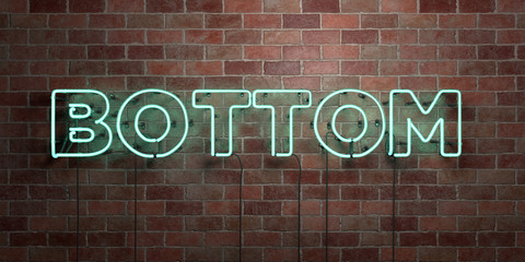 BOTTOM - fluorescent Neon tube Sign on brickwork - Front view - 3D rendered royalty free stock picture. Can be used for online banner ads and direct mailers..
