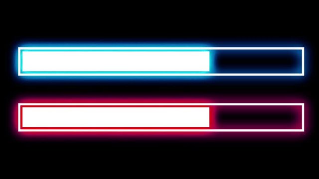 Red and blue loading bar. Black background.