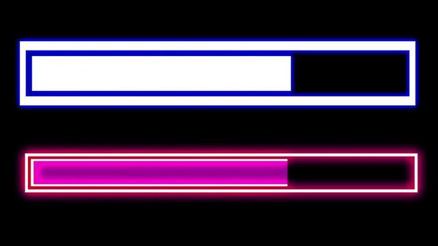 Red and white loading bar. Black background.