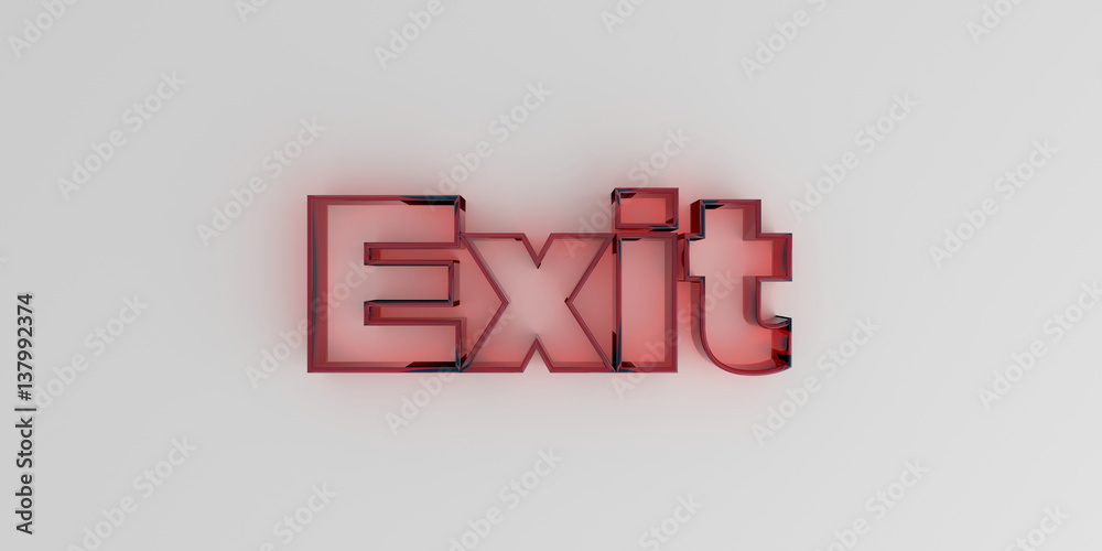 Fototapete exit - red glass text on white background - 3d rendered royalty free stock image.