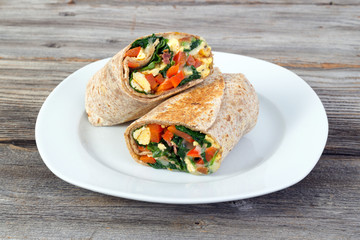 egg and spinash wrap sandwich