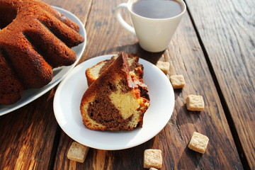 Chocolate and vanilla marble cake