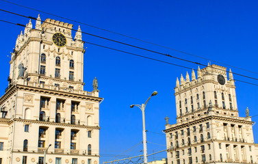 The city's gates, the city of Minsk, Belarus, March, spring, houses, overpass,