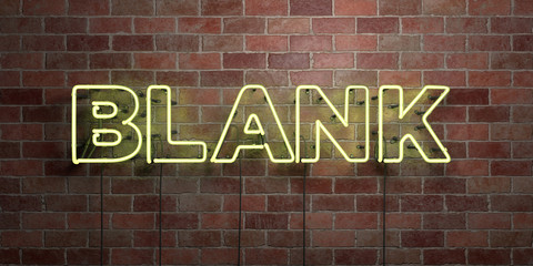 BLANK - fluorescent Neon tube Sign on brickwork - Front view - 3D rendered royalty free stock picture. Can be used for online banner ads and direct mailers..