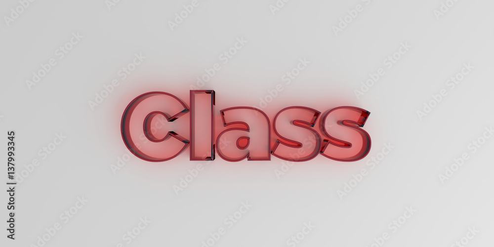 Fototapete class - red glass text on white background - 3d rendered royalty free stock image.