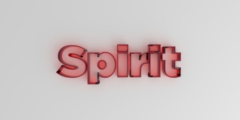 Spirit - Red glass text on white background - 3D rendered royalty free stock image.