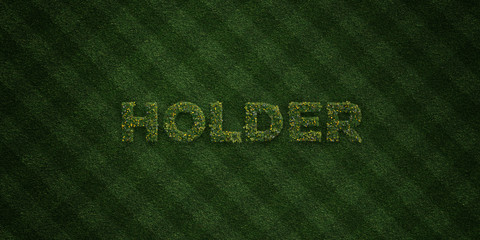 HOLDER - fresh Grass letters with flowers and dandelions - 3D rendered royalty free stock image. Can be used for online banner ads and direct mailers..