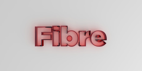 Fibre - Red glass text on white background - 3D rendered royalty free stock image.