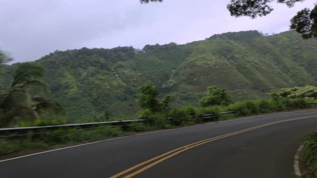 Driving on Hana Highway, Maui, Hawaii.