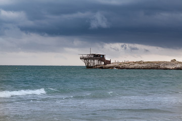 Sandstrand Gargano in Süd Italien bei Unwetter