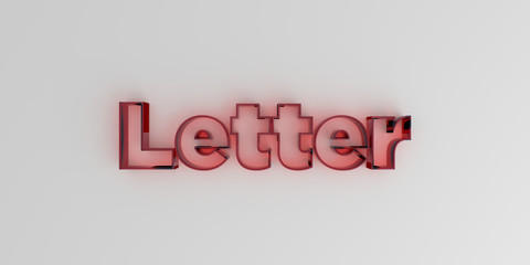 Letter - Red glass text on white background - 3D rendered royalty free stock image.