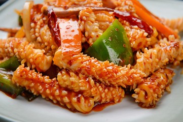 squid bokkeum. Stir-fried Squid.