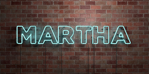 MARTHA - fluorescent Neon tube Sign on brickwork - Front view - 3D rendered royalty free stock picture. Can be used for online banner ads and direct mailers..