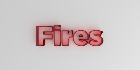 Fires - Red glass text on white background - 3D rendered royalty free stock image.