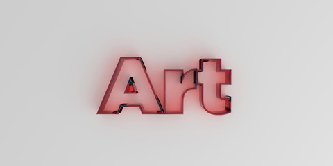 Art - Red glass text on white background - 3D rendered royalty free stock image.