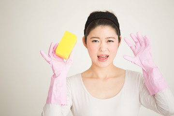 掃除・女性白バック