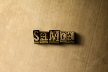 SAMOA - close-up of grungy vintage typeset word on metal backdrop. Royalty free stock illustration.  Can be used for online banner ads and direct mail.