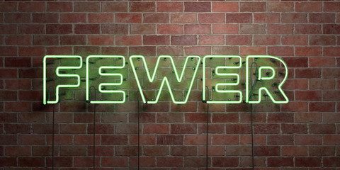 Fototapeta premium FEWER - fluorescent Neon tube Sign on brickwork - Front view - 3D rendered royalty free stock picture. Can be used for online banner ads and direct mailers..