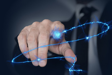 laser, tecnologia, mano, 