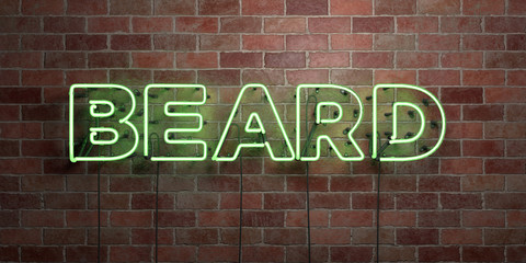 Obraz premium BEARD - fluorescent Neon tube Sign on brickwork - Front view - 3D rendered royalty free stock picture. Can be used for online banner ads and direct mailers..