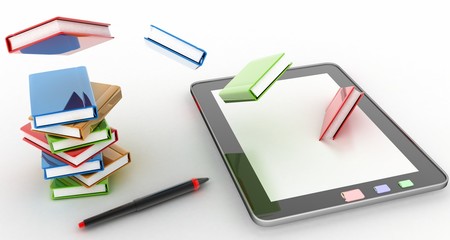 Books . Tablet computer.