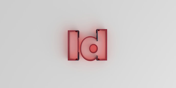 Id - Red glass text on white background - 3D rendered royalty free stock image.