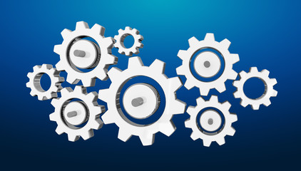 Digital gear icons 3D rendering