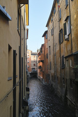 Fototapeta na wymiar Channel river in Bologna Italy