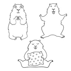 Cheerful cool cartoon groundhog. Groundhog Day.