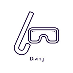 Vector icon of Diving mask on a white background.