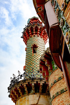Close up detail of the architecture of El Capricho