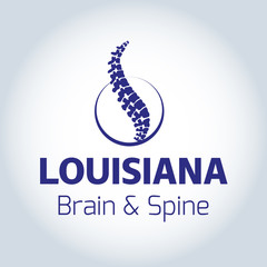 Vector logo template. Human spine isolated silhouette illustration. Spine pain medical center, clinic, rehabilitation, diagnostic, surgery logo element. Flat modern silhouette illustration. Scoliosis