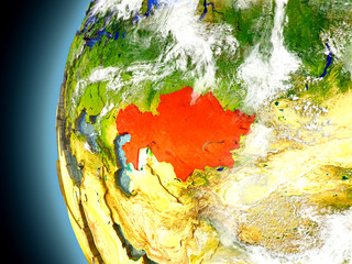 Kazakhstan on planet Earth from space