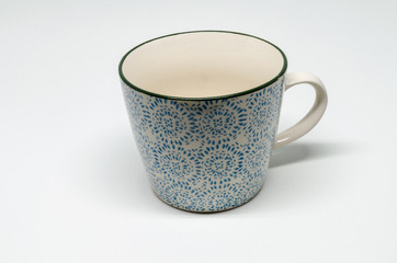 Blue coffee mug on white background