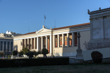 Fototapeta premium Statue in front of University of Athens, Attica, Greece
