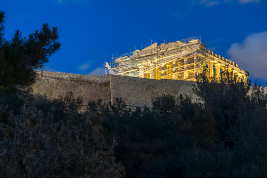Amazing night photo of Acropolis of Athens, Attica, Greece