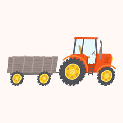 Obraz premium Red tractor with trailer. Toy tractor.