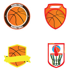 Set of basketball related objects, Vector illustration