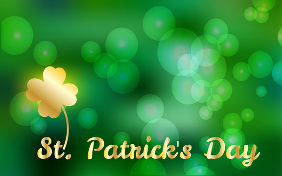 Vector Illustration of Happy St. Patrick's Day, Spring Blur Bokeh Background for banner, card, flyer template