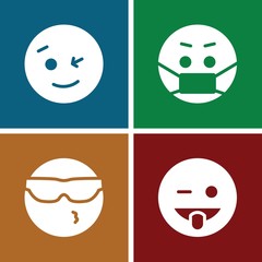 Set of 4 emoticon filled icons