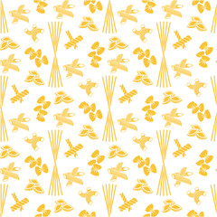 Set products. Seamless pattern. Ready-made ingredients. Variety of pasta. Set pasta.