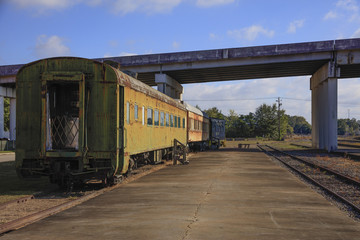 Fototapeta na wymiar Old Passenger Train Cars Union Station Meridian Mississippi