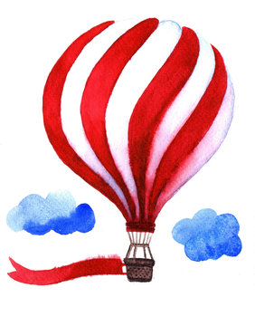 Watercolor hot air balloon.