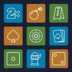 Set of 9 risk outline icons